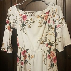 Floral High low dress off the shoulder nwot